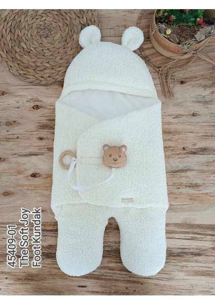 Yenidoğan Kulaklı Şapkalı Açılır Kucaklı Cırt Kapamalı Ayaklı Bebek Battaniyesi Kundak