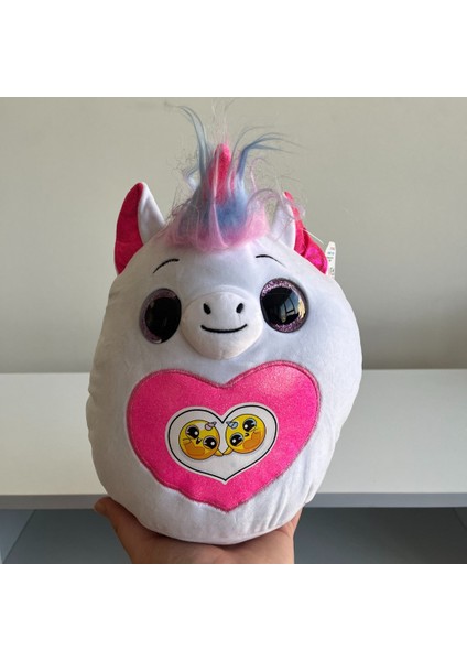 Peluş Beyazlı Pembe Kalpli