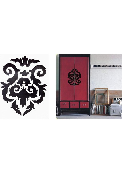 Duvar Süsü (Sticker) Siyah Çiçekli Şeffaf Filmli Pvc