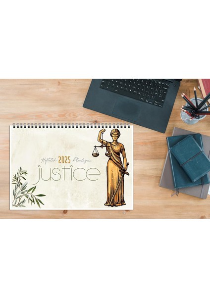 Planlayıcı 2025 Takvim A4 Ebat 53 Haftalık Planlayıcı Justice 21X29,7 cm