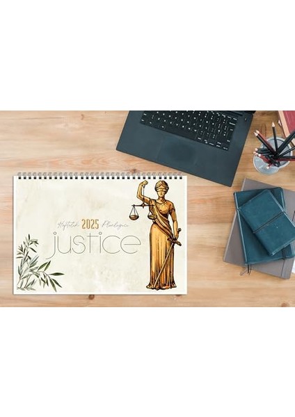 Planlayıcı 2025 Takvim A4 Ebat 53 Haftalık Planlayıcı Justice 21X29,7 cm modelleri