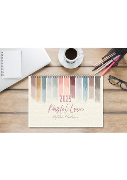 Planlayıcı 2025 Takvim A4 Ebat 53 Haftalık Planlayıcı Pastel Love
