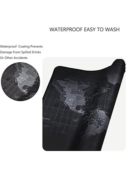 Dünya Haritalı 90X40 cm Mouse Pad, Dünya Desenli Mouse Pad