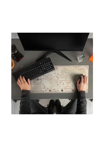 Eski Dünya Retro Haritası Tasarımlı Büyük Boy Oyuncu Mousepad - Mouse Pad - Fare Altlığı