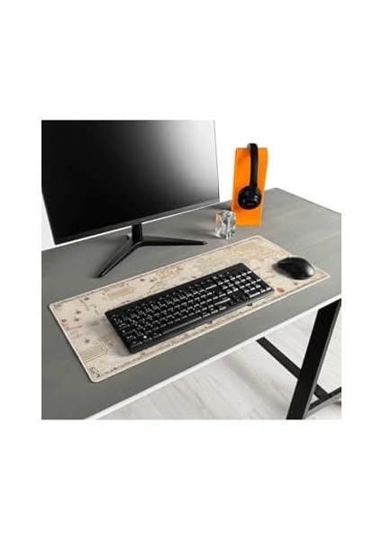Eski Dünya Retro Haritası Tasarımlı Büyük Boy Oyuncu Mousepad - Mouse Pad - Fare Altlığı