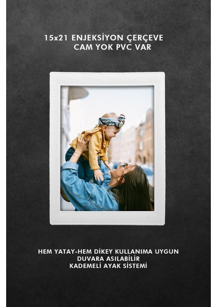A5 Çerçeve - 15 x 21 Çerçeve - Enjeksiyon Çerçeve - Beyaz Çerçeve - Cam