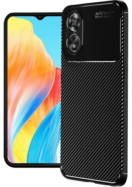 Oppo A60 Kılıf Negro Karbon Fiber Desen Silikon + Ekran Koruyucu