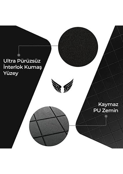 Gaming Oyuncu Gamer Mouse Pad, Kaymaz Taban Büyük Boy Large Ofis Tipi Mouse Ped, Fare Altlığı, Düz Masa Koruyucu Klavye Altı Mousepad 70X30 Cm, Siyah