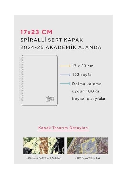 Ajanda 2024-2025 Spiralli 17X23CM 100GR.