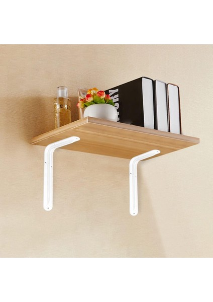 Raf Altı Ayak Raf Tutucu L Demir 16.5 x 23 cm Beyaz Montaj Aparatı (2 Adet)