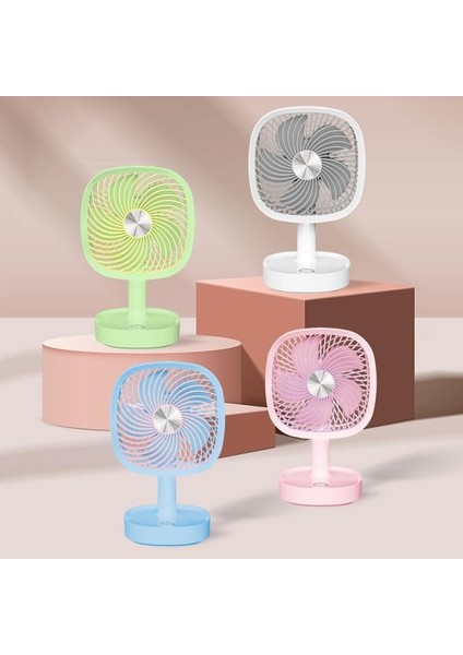 Taşınabilir Mini USB Fan Evde ve Ofiste Masaüstü 3 Kademeli Dönebilen Başlık Şarj Edilebilir Mini Vantilatör Soğutucu 22CM Mini Fan YS2261 - Yeşil (YS2261 - Yeşil)