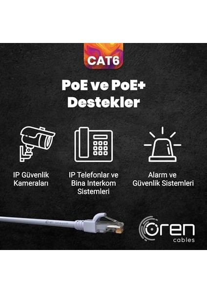 Kablo 3m Cat6 Utp Network-Ağ-Ethernet Patch Kablosu Lszh 24 Awg (Gri)