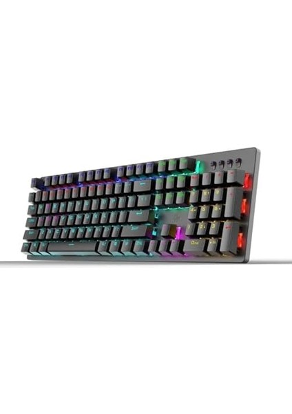 GK100F Mekanik Gaming Klavye Rgb Işıklı Kablolu Klavye Şık Zafir Modern Tasarım Türkçe Q Klavye