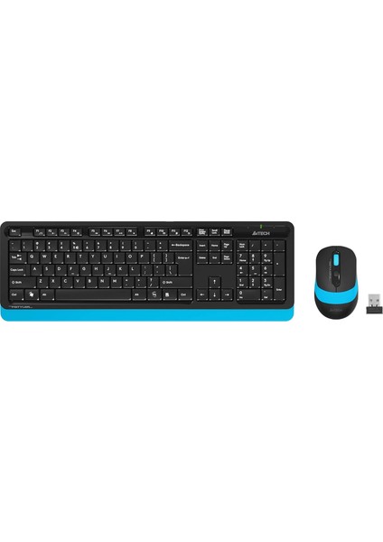 Tech FG1010 2.4g Q Türkçe Fn-Multimedya Klavye+Optik 2000DPI Mouse Siyah/mavi Kablosuz Set