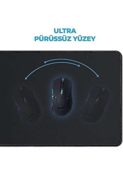 Basıcs - Dikişli Gamer Mouse Pad, Fare Altlığı, Kaymaz Tabanlı Ofis ve Oyun Tipi Mousepad, Masa Matı (70X30 cm - x Large)