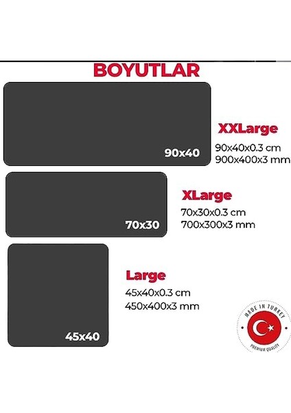 Basıcs - Dikişli Gamer Mouse Pad, Fare Altlığı, Kaymaz Tabanlı Ofis ve Oyun Tipi Mousepad, Masa Matı (70X30 cm - x Large)