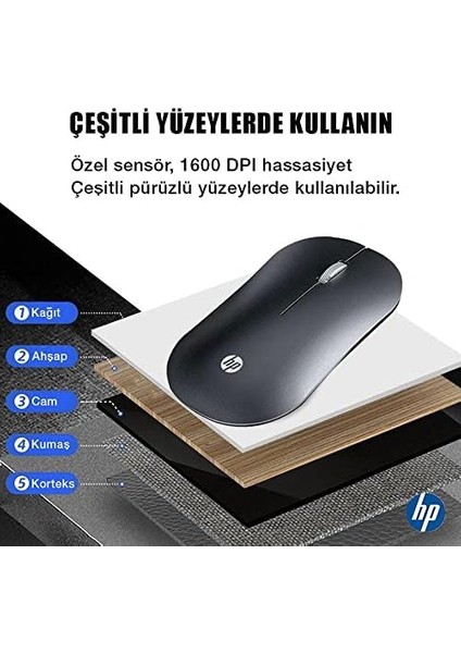 DM10 2,4ghz Bluetooth Wireless Kablosuz Sessiz Mouse (Siyah)