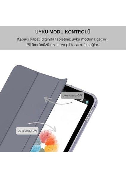 Apple iPad 10.2 İnç (2019/2020/2021) Modellerinin Tümüyle Uyumlu Uyku Modlu Apple Pencil Kalemlikli Trifold Esnek Mat Darbeye Tam Dayanıklı Smart Tablet Kılıfı Lila modelleri