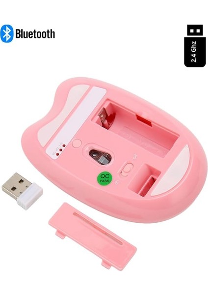 Sevimli Kedi Kablosuz Pembe Mouse Bluetooth + 2.4g Dual Mode