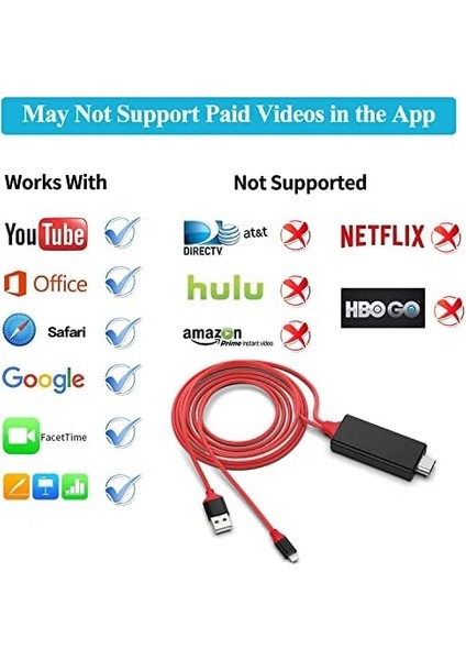 - HDMI Adaptör Kablosu ile Uyumlu [apple Mfi Sertifikalı] HDMI Adaptörü iPhone iPad Ipod Tv Projektör Monitörü Için, 1080P Dijital Av Sync Ekran Adaptör Kablosu Şarj Konektörü ile 2,0 M Kırmızı