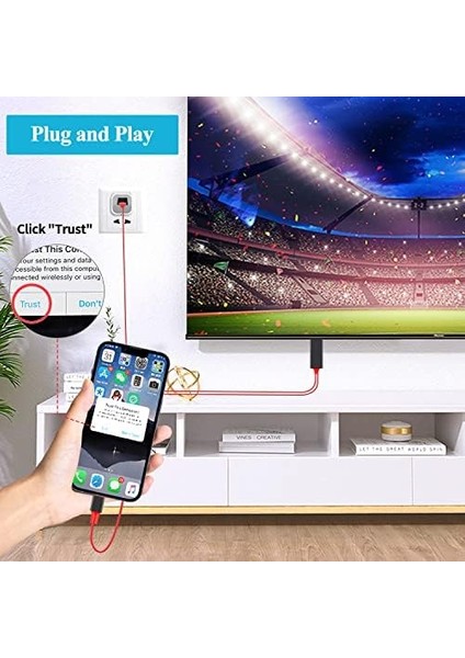 - HDMI Adaptör Kablosu ile Uyumlu [apple Mfi Sertifikalı] HDMI Adaptörü iPhone iPad Ipod Tv Projektör Monitörü Için, 1080P Dijital Av Sync Ekran Adaptör Kablosu Şarj Konektörü ile 2,0 M Kırmızı
