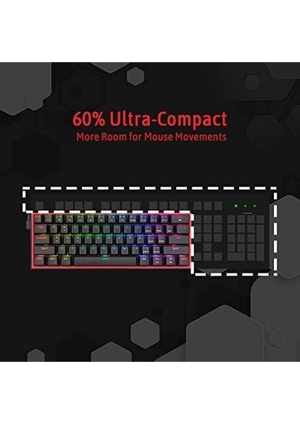 K617-RGB 16,8 Milyon Rgb Aydınlatma, Red Switch Fizz%60 Q Türkçe Kablolu Mekanik Oyuncu Klavyesi Siyah