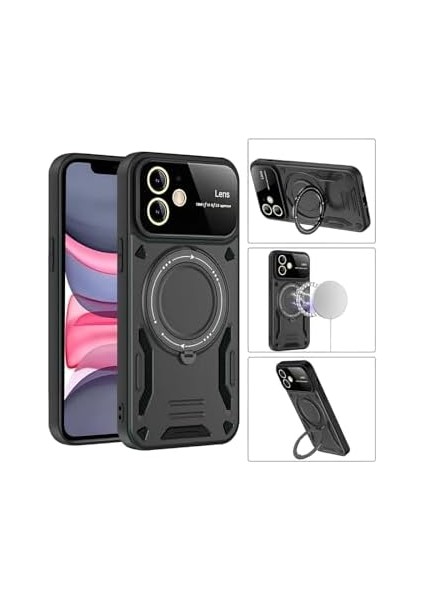 Apple iPhone 11 Kılıf Cosanta Kılıf Standlı Kılıf Kamera Lens Koruyuculu Sert Silikon Kılıf Darbeye Karşı Dayanıklı Kılıf Apple iPhone 11 ve Magsafe ile Uyumlu Kılıf (Kırmızı)