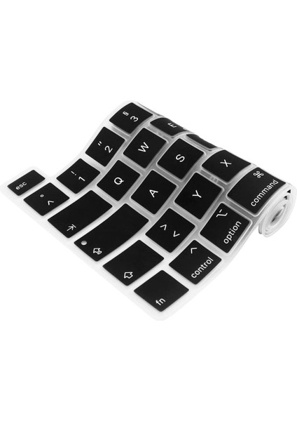 Macbook Pro 13'' M1 / M2 Çip 2020-2021-2022 Yılları ve (A2338)(A2289)(A2251) Model Kodları ile Uyumlu Türkçe Karakterli Su Geçirmez Silikon Klavye Koruyucu (Siyah Klavye Koruyucu)