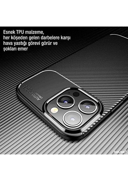 iPhone 13 Pro Max Uyumlu Şok Emici Ultra Esnek Tpu, Karbon Fiber Dokulu Kılıf (Siyah) modelleri