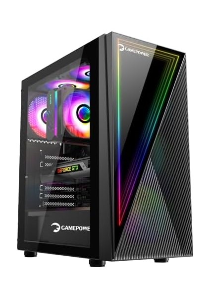 Power Ravadin Atx 3* Argb Infinity Fan Temperli Cam 500W 80+ Bronze Dahili Psu Cam Gaming Siyah Kasa