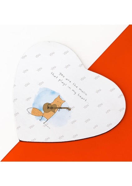 Sen Kalbimde Çalan Müziksin Mottolu Minimal Kalp Mouse Pad - Mousepad - Fare Altlığı