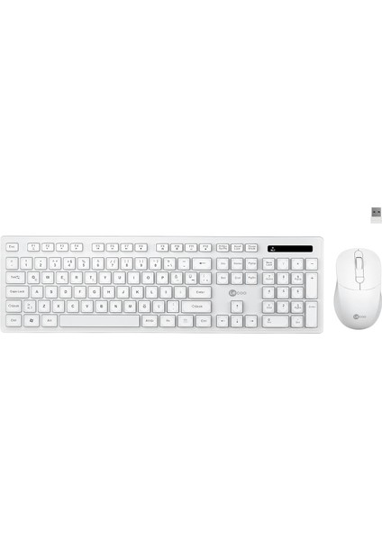 KW201 Kablosuz Türkçe Q Klavye & Mouse Set - Qwerty Türkçe Dizilim Klavye, 2400DPI Optik Fare, Win/mac Uyumlu, Sıvı Dökülmesine Dayanıklı, Tam Boyutlu Türkçe Q Klavye Mouse Seti Beyaz