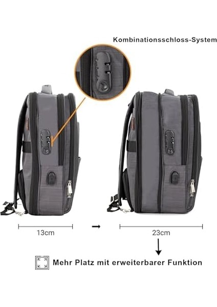 Trla Laptop 40LT Sırt Çantası, USB Şarj Portlu Sırt Çantası, Suya Dayanıklı Kolej Okul Bilgisayar Çantası 15.6 Inç Dizüstü Bilgisayar Çantası
