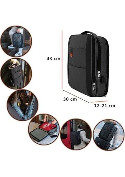 Trla Laptop 40LT Sırt Çantası, USB Şarj Portlu Sırt Çantası, Suya Dayanıklı Kolej Okul Bilgisayar Çantası 15.6 Inç Dizüstü Bilgisayar Çantası