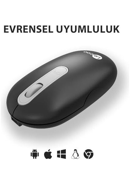 WS207 Kablosuz 1600DPI 4 Tuşlu, Şarj Edilebilir, Sağ ve Sol Elle Kullanıma Uygun, Sessiz Tasarım, Pc, Mac, Dizüstü Bilgisayar Için, USB Mini Alıcı ile Optik Mouse Siyah modelleri