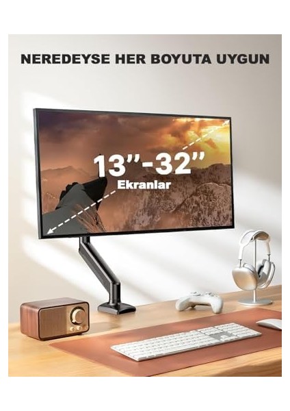 Monitör Standı Tek Kollu Monitör Standı 12-32 Inç Ekranlar Için Monitör Standı Ayarlanabilir Eğilebilir Bükülebilir Monitör Standı Ergonomik Monitör Standı Tek Monitör Kolu Monitör Stantı