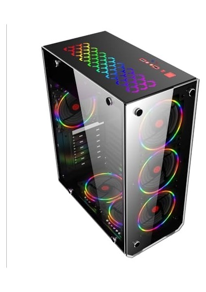 Hunter 4* Rgb Fanlı Atx-Mini Atx Itx Uyumlu Mid Tower Gaming Oyuncu Bilgisayar Kasası Psu'suz