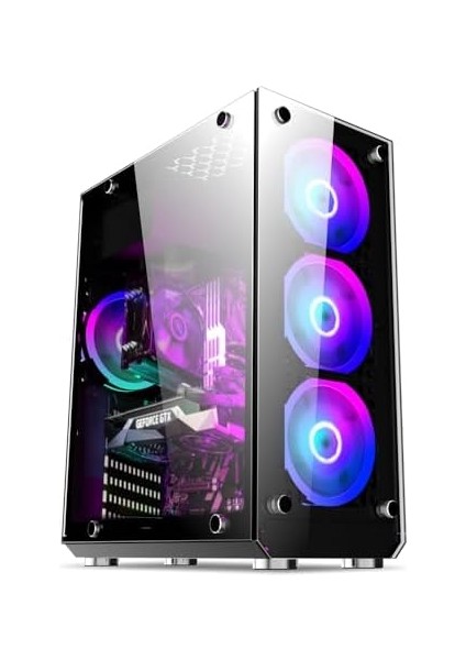 Hunter 4* Rgb Fanlı Atx-Mini Atx Itx Uyumlu Mid Tower Gaming Oyuncu Bilgisayar Kasası Psu'suz