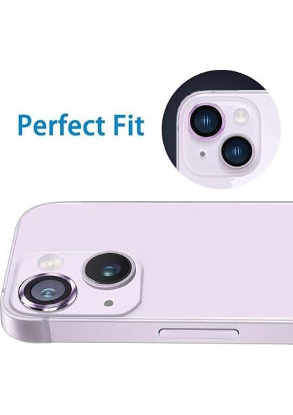 iPhone 14 iPhone 14 Plus İçin Kamera Lens Koruyucu Kamera Koruyucu Ultra İnce Yüksek Kaliteli Cam Lens Mercek Koruyucu Lila