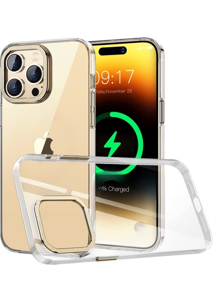 iphone 13 Pro Max ile Uyumlu Crystal Clear Ultra Şeffaf Polikarbonat Dış Gövde Kamera Çerçevesi ve Tuşları Metal Sararmayan Premium Sert Kılıf (Şeffaf)