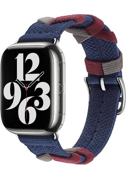 Apple Ile Uyumlu Watch 38MM/40MM Krd-97 Sarmal Örgü Tasarımlı Kordon Lacivert