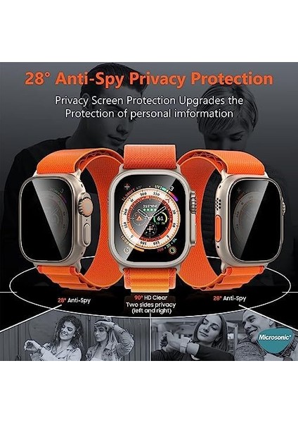 Apple Watch Ultra Gizlilik Filtreli Cam Ekran Koruyucu Siyah modelleri