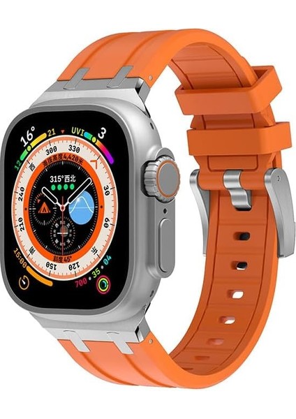 Apple Ile Uyumlu Watch 42MM Krd-89 Silikon Kordon Turuncu
