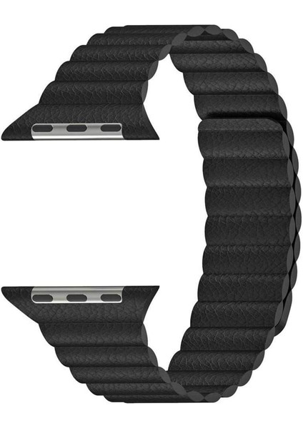 Apple Watch Series 4 40MM Twist Leather Loop Için Kordon Siyah