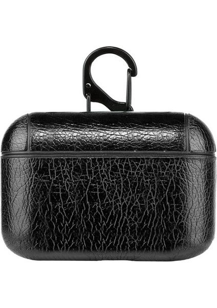 Airpods Pro 2.nesil Için Kılıf Litchi Texture Siyah [airpods Pro 2. Nesil ile Uyumlu Kılıf - Siyah]