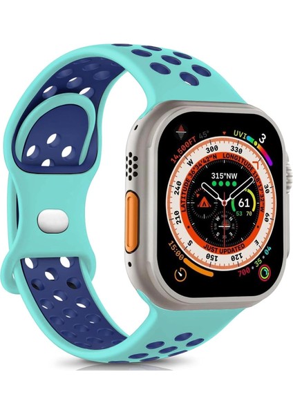 Apple Watch Series 5 40MM Için Kordon Rainbow Band Yeşil Lacivert [watch Series 5 40MM ile Uyumlu Kordon - Yeşil Lacivert]