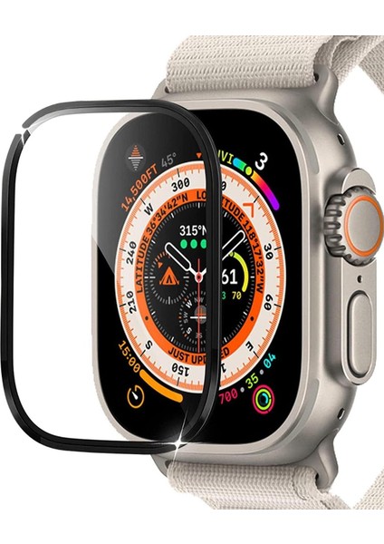 Apple Watch Ultra Tam Kaplayan Cam Ekran Koruyucu V2 Siyah