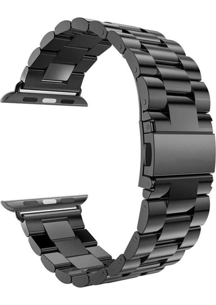 Apple Watch Se 44MM Için Kordon Metal Stainless Steel Siyah
