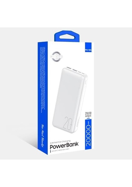 20000 Mah 2.4A Powerbank Taşınabilir Şarj Cihazı, PW-105 (Beyaz) fiyatları
