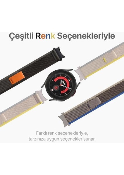 Samsung Galaxy Watch 7/6/5/4/fe Serisi (40MM/44MM) Watch 6/4 Classic (47MM/43MM/42MM) Samsung Watch 5 Pro 45MM Için Hafif ve Bileği Rahatsız Etmeyen 20MM Kavisli Trail Loop Kumaş Kordon modelleri